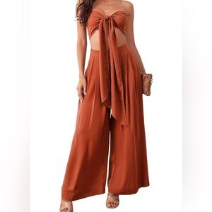 Elegant Rust Wide-Leg Jumpsuit (never worn)
